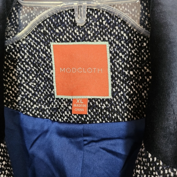 Modcloth Tweed Velevt Blazor Business Old Monet Button Up - Picture 5 of 6